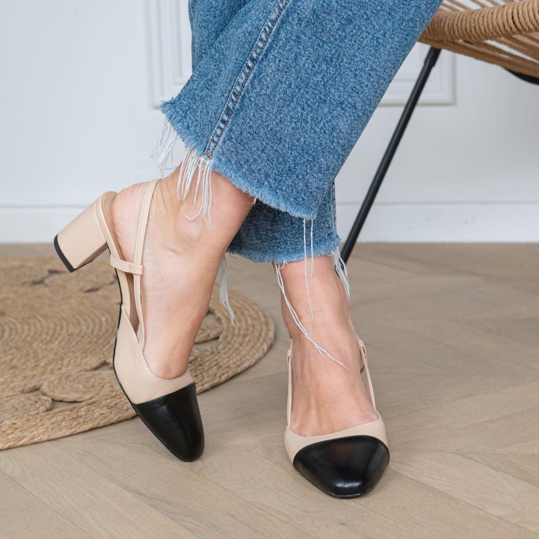 Vera Slingback Creme und Beige