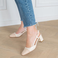 Vera Slingback Creme und Beige