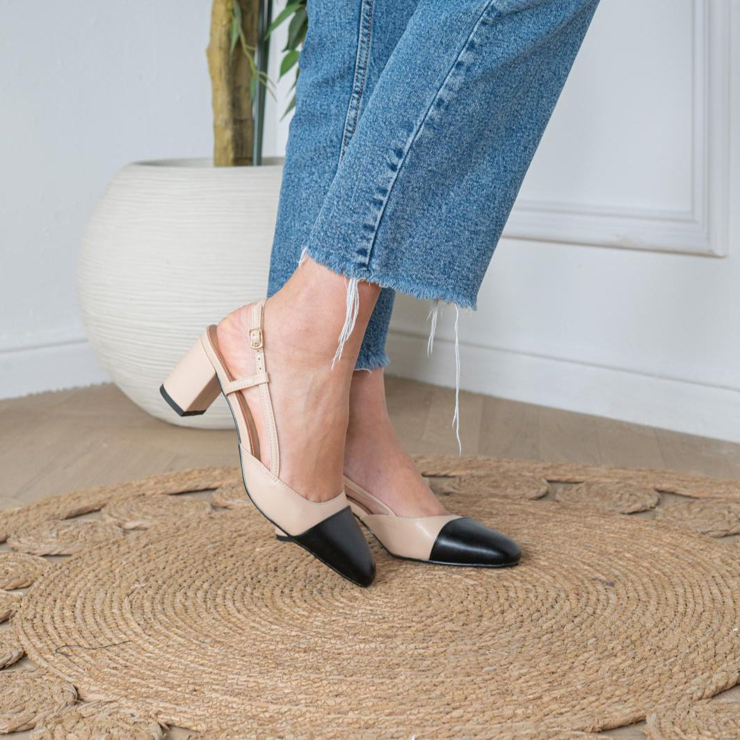 Vera Slingback Creme und Beige