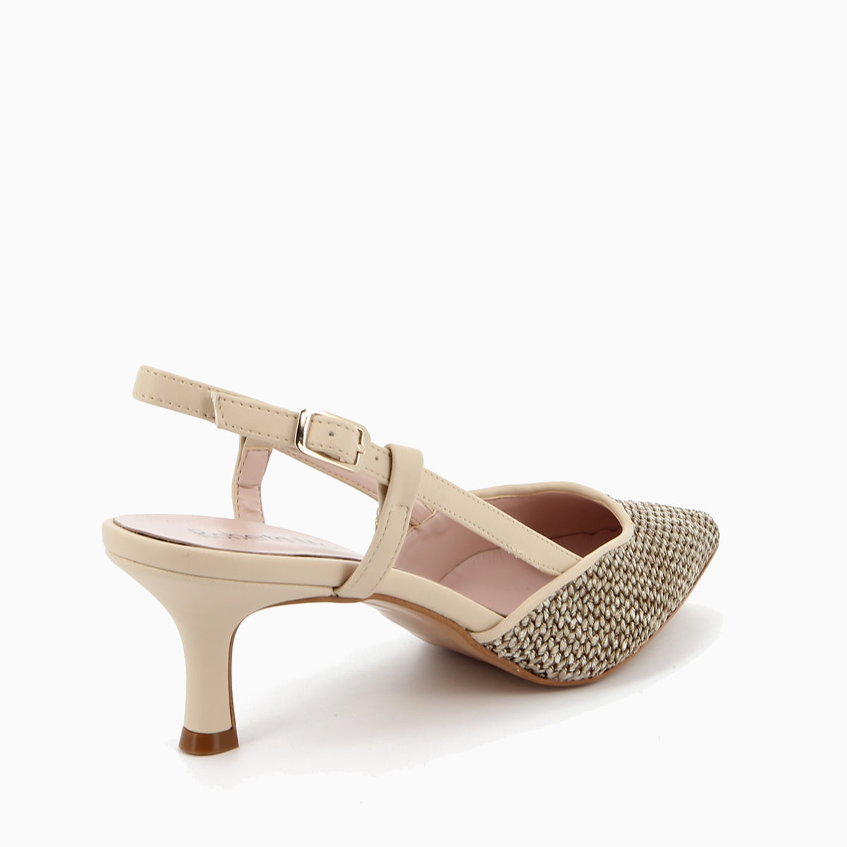 Flavia Raffia Latte Slingback-Pumps mit Riemchen