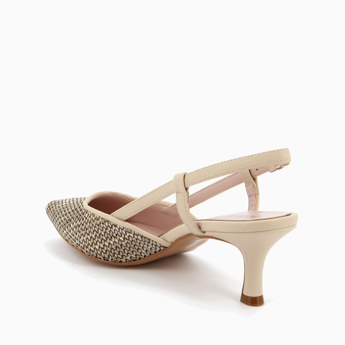 Flavia Raffia Latte Slingback-Pumps mit Riemchen