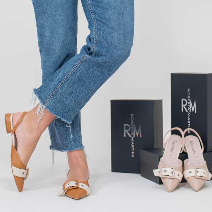 Ada Ballerina Slingback Braun Beige