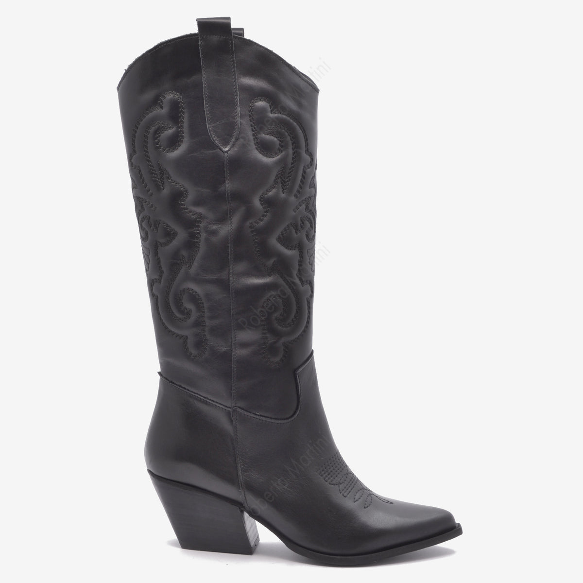 Shania Texan-Stiefel aus schwarzem Leder