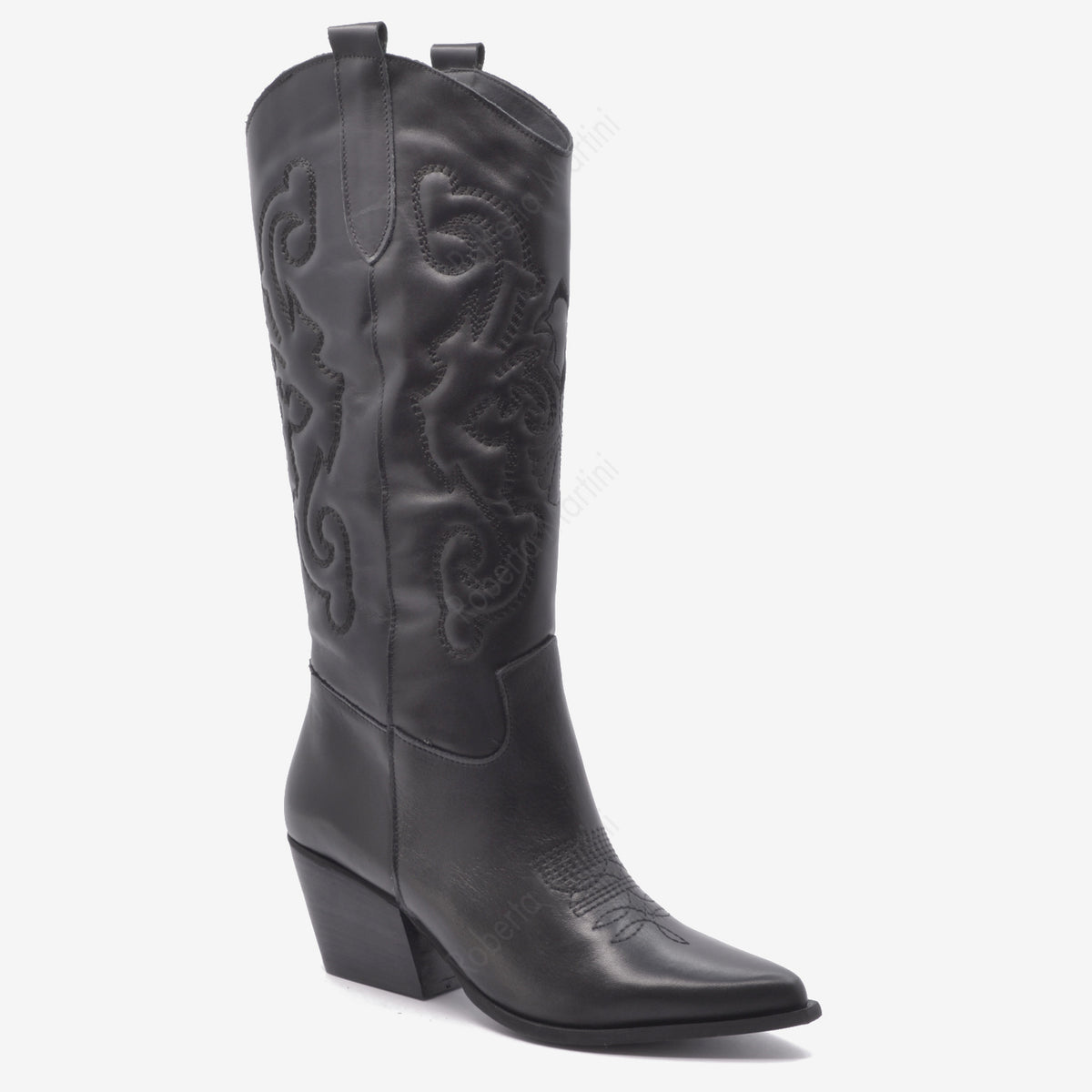 Shania Texan-Stiefel aus schwarzem Leder