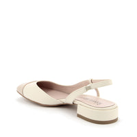 Ballerina Ines Décolleté con Cinturino Panna - Beige