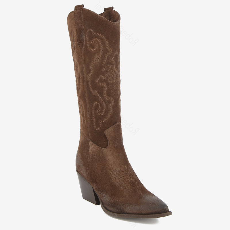 Shania Texan-Stiefel aus schwarzem Leder