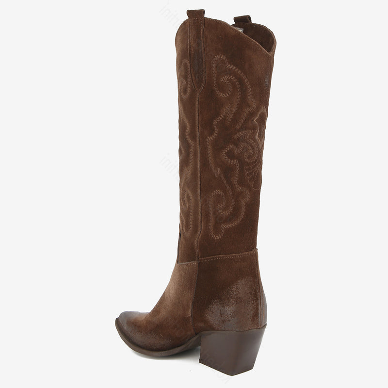 Shania Texan-Stiefel aus schwarzem Leder