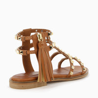 Athena Hellbraune Sandale mit Nieten