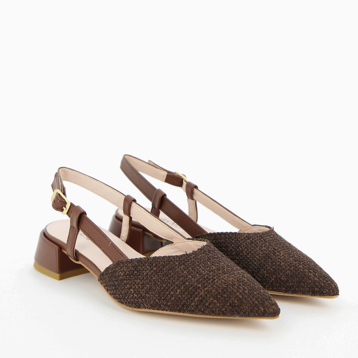 Francy Ballerina Slingback Raffia Hellbraun