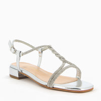Maddy Silberne Sandale mit Strass-Riemen