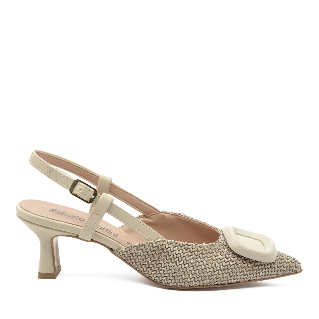 Flavia Slingback-Pumps mit beigem Bastriemen