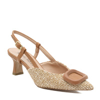 Flavia Slingback-Pumps mit braunem Bastriemen