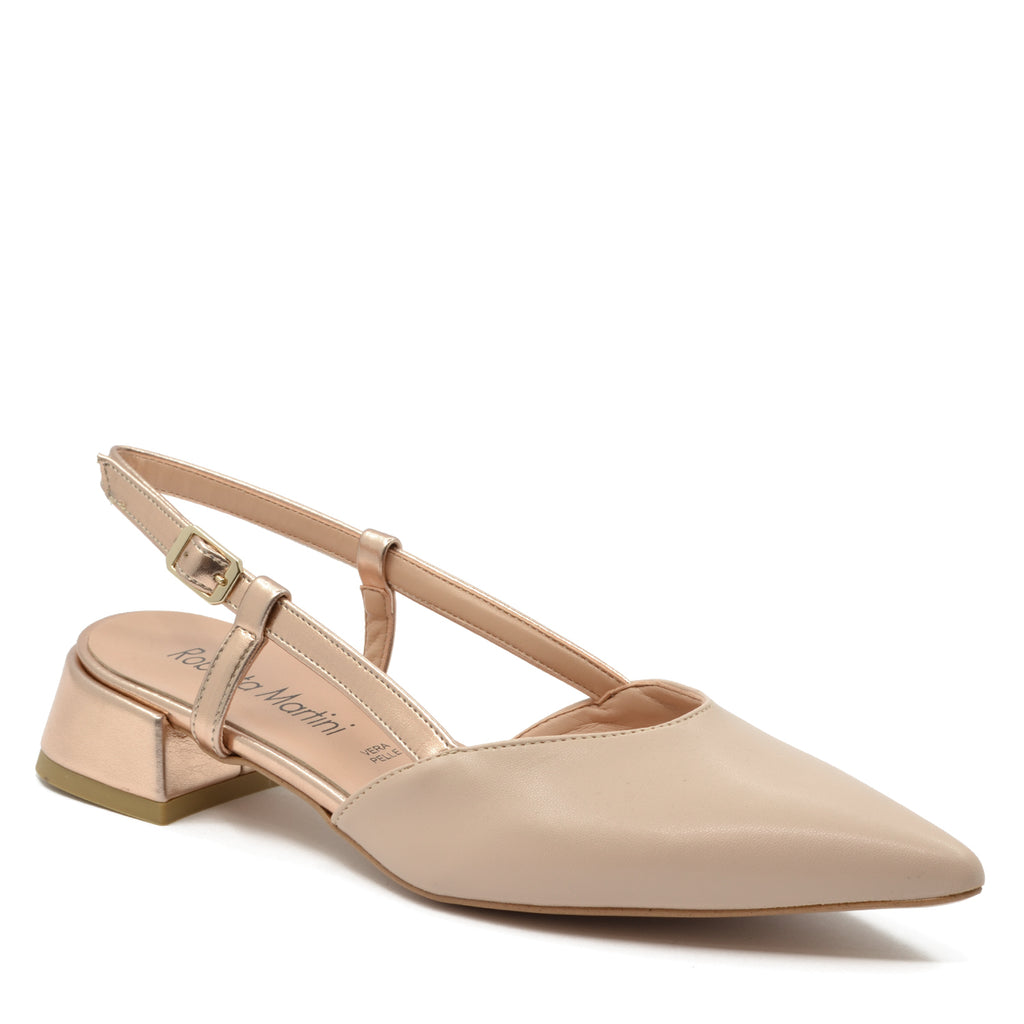 Ballerina Francy Décolleté con Cinturino Bicolore beige