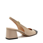 Décolleté Slingback Chiara con Cinturino Beige-Nero