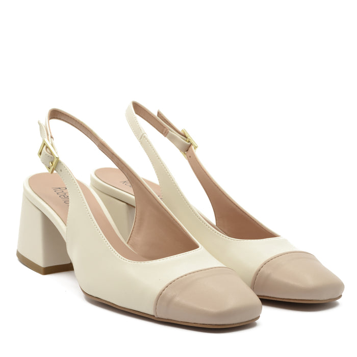 Chiara Slingback-Pumps mit milchbeigem Riemen