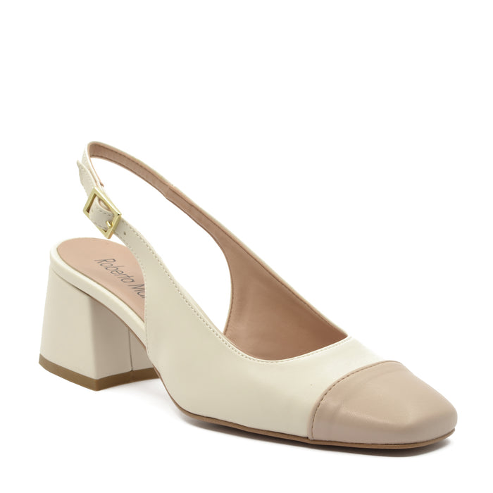 Chiara Slingback-Pumps mit milchbeigem Riemen