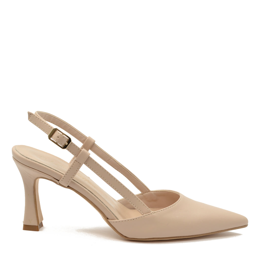 Laura Slingback-Pumps mit beigem Riemen