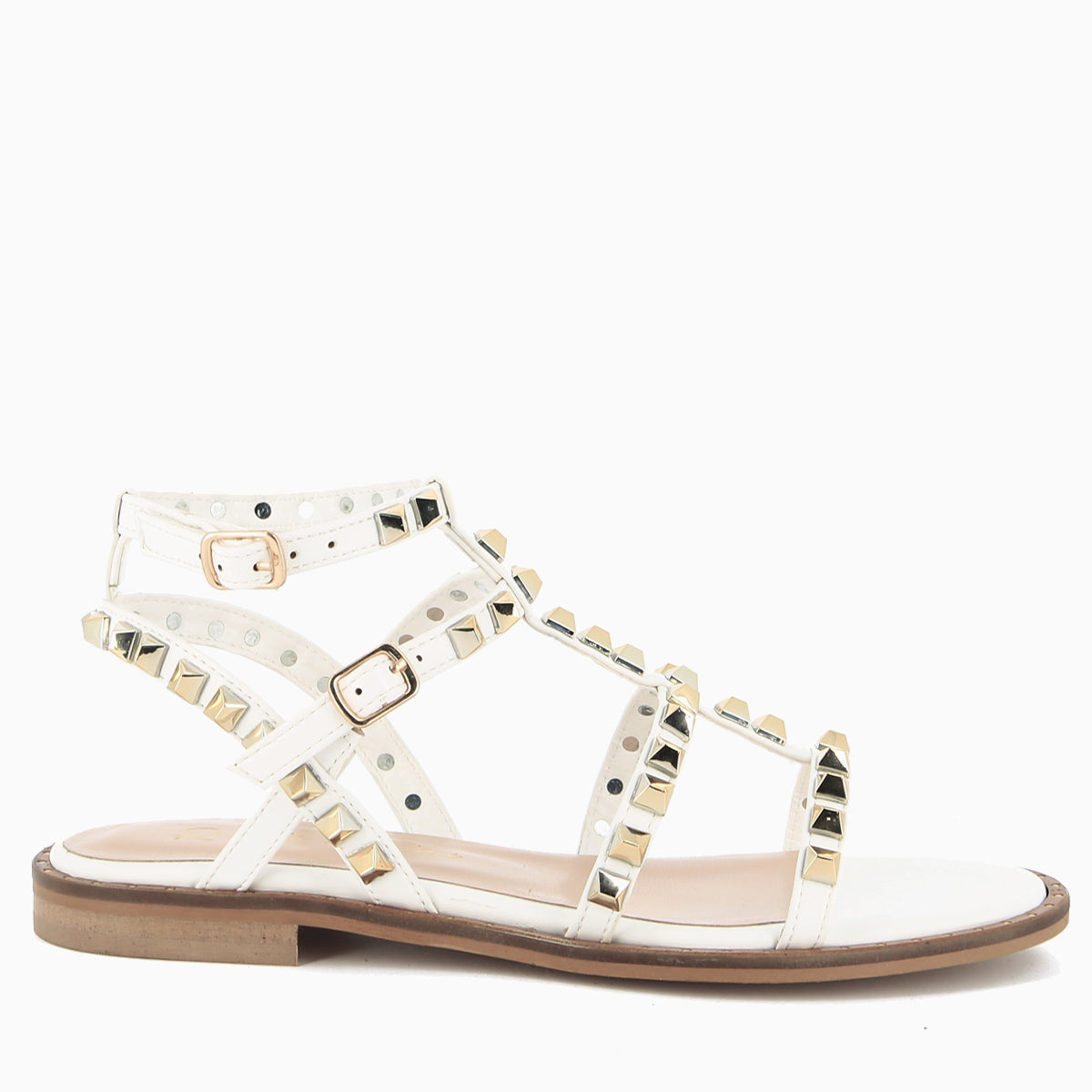 Allegra Weiße Sandale mit Nieten
