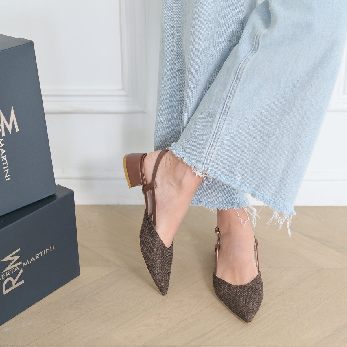 Francy Ballerina Slingback Raffia Hellbraun