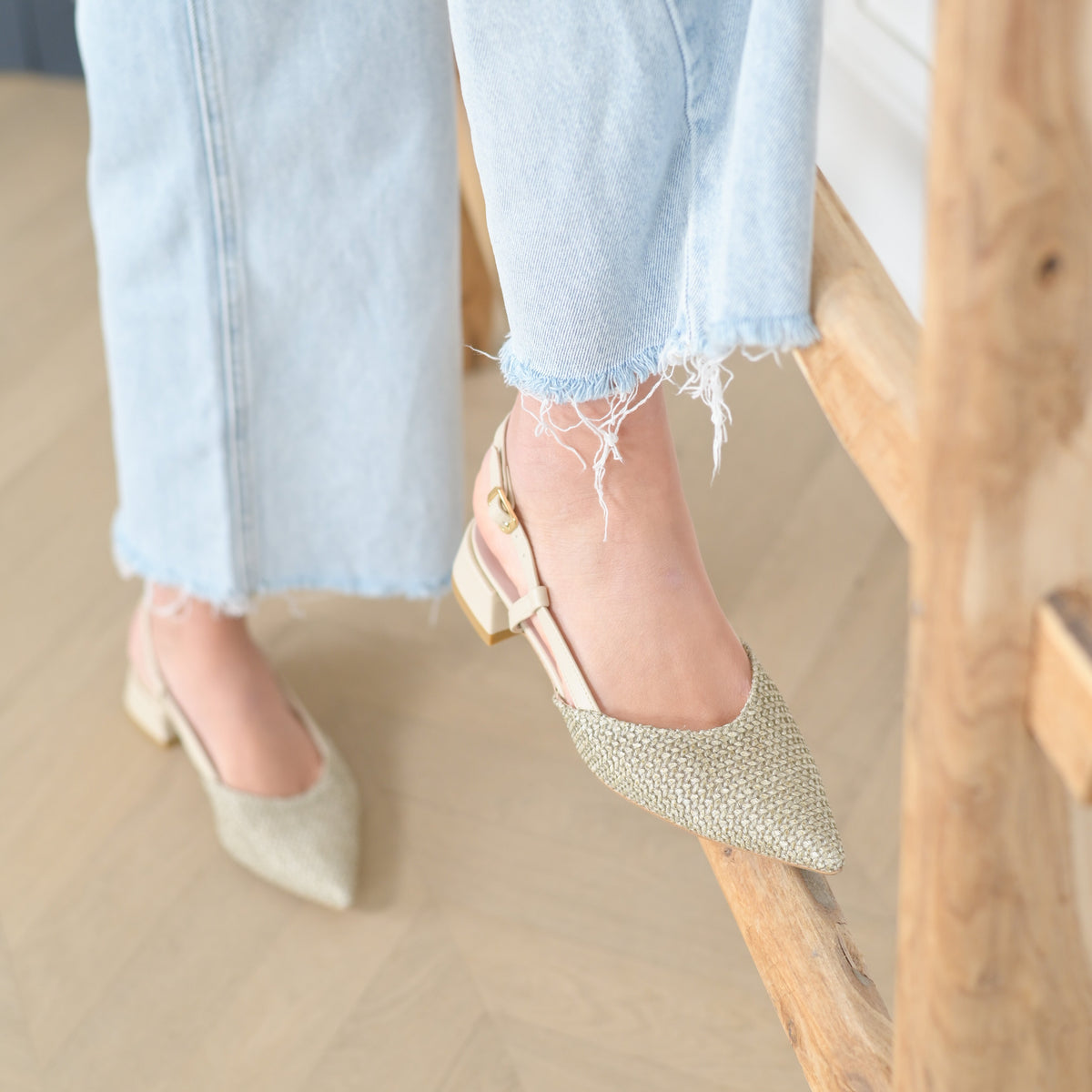 Francy Ballerina Slingback Raffia Hellbraun